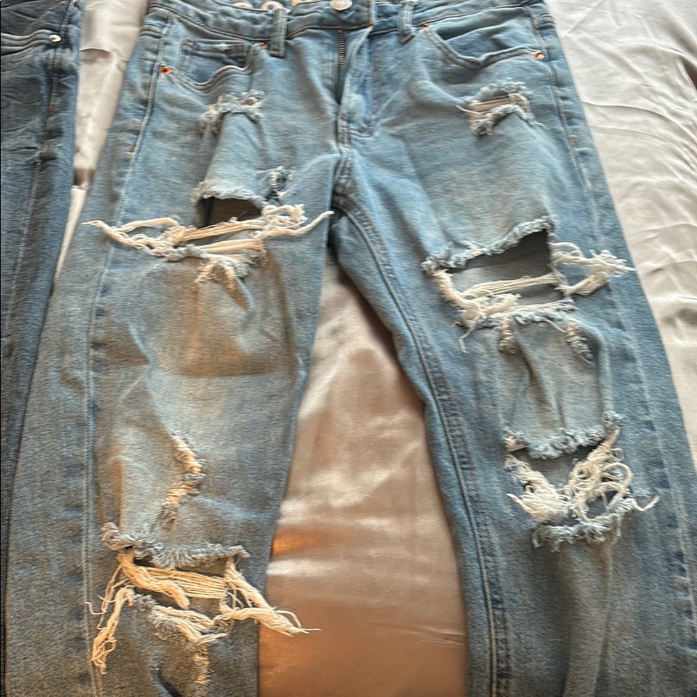 Distressed Blue Jeans